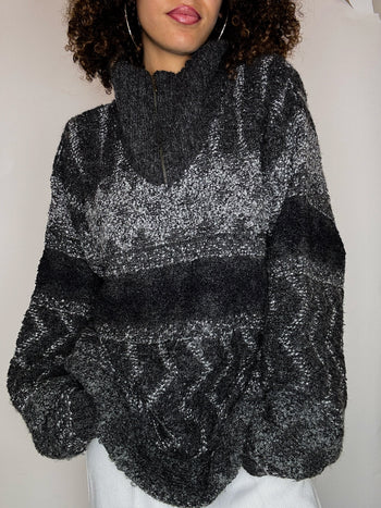 Pull cosy en maille gris XL vintage