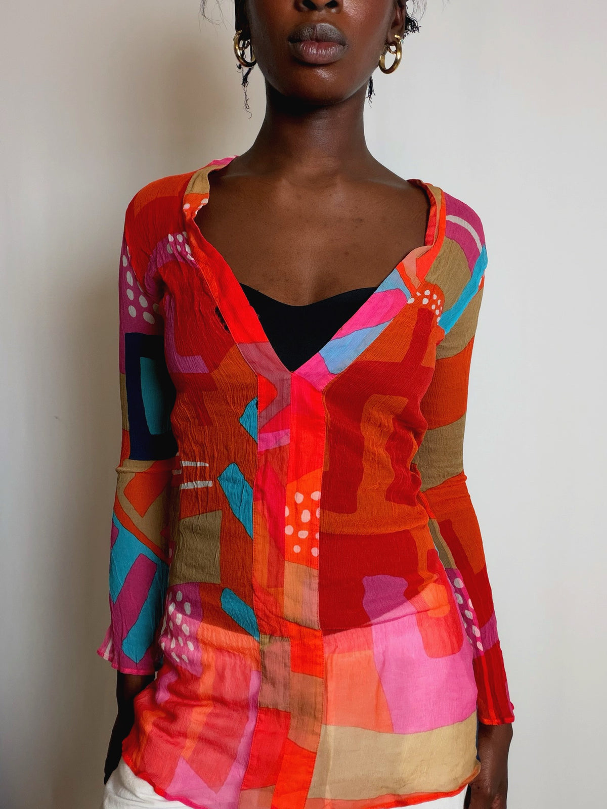 Top en mesh coloré XS vintage