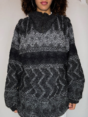 Pull cosy en maille gris XL vintage