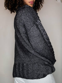 Pull col roulé en maille gris XL vintage