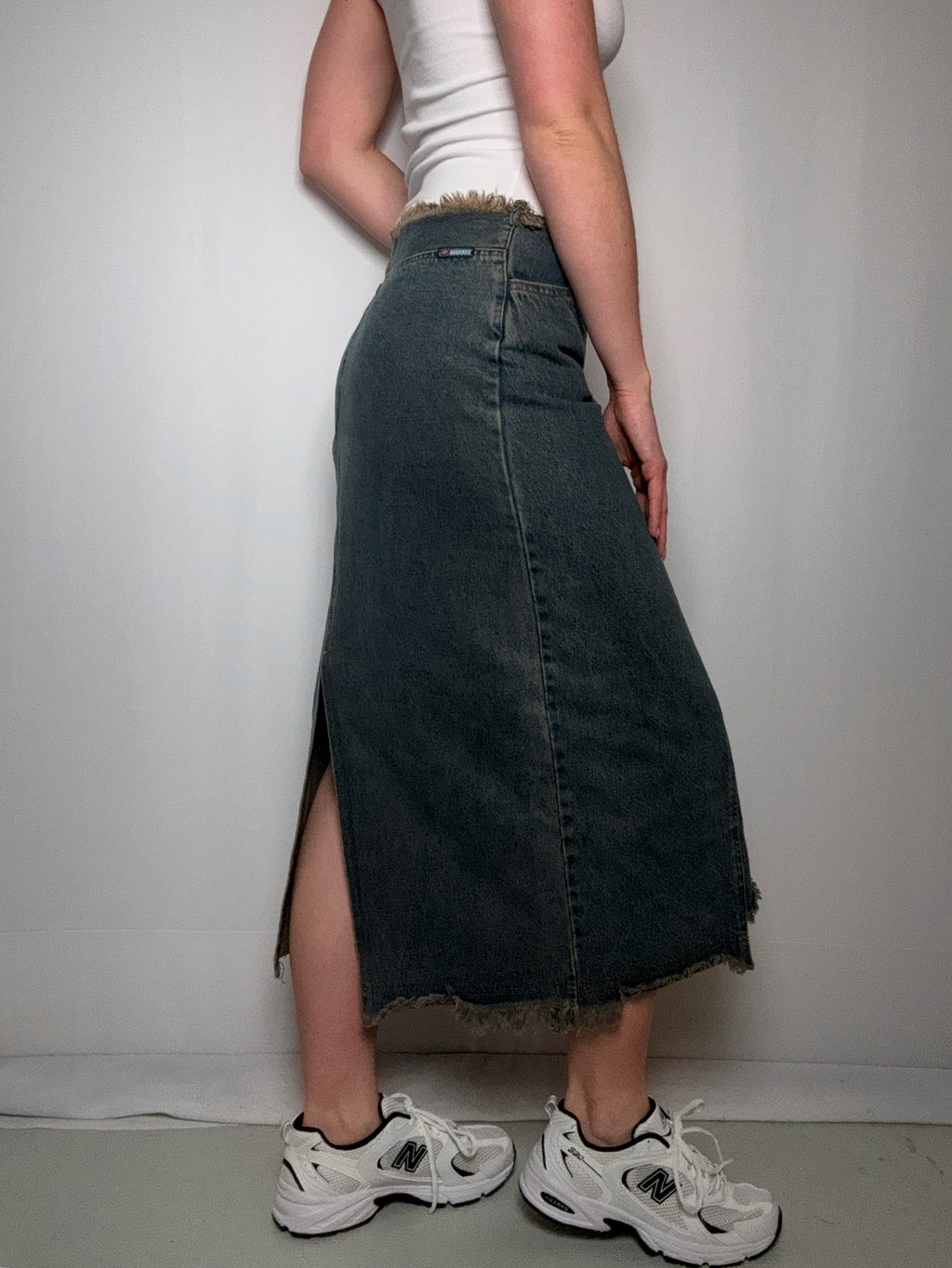 Langer Vintage-Jeansrock Größe M