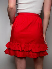 Vintage red ruffled skirt size S