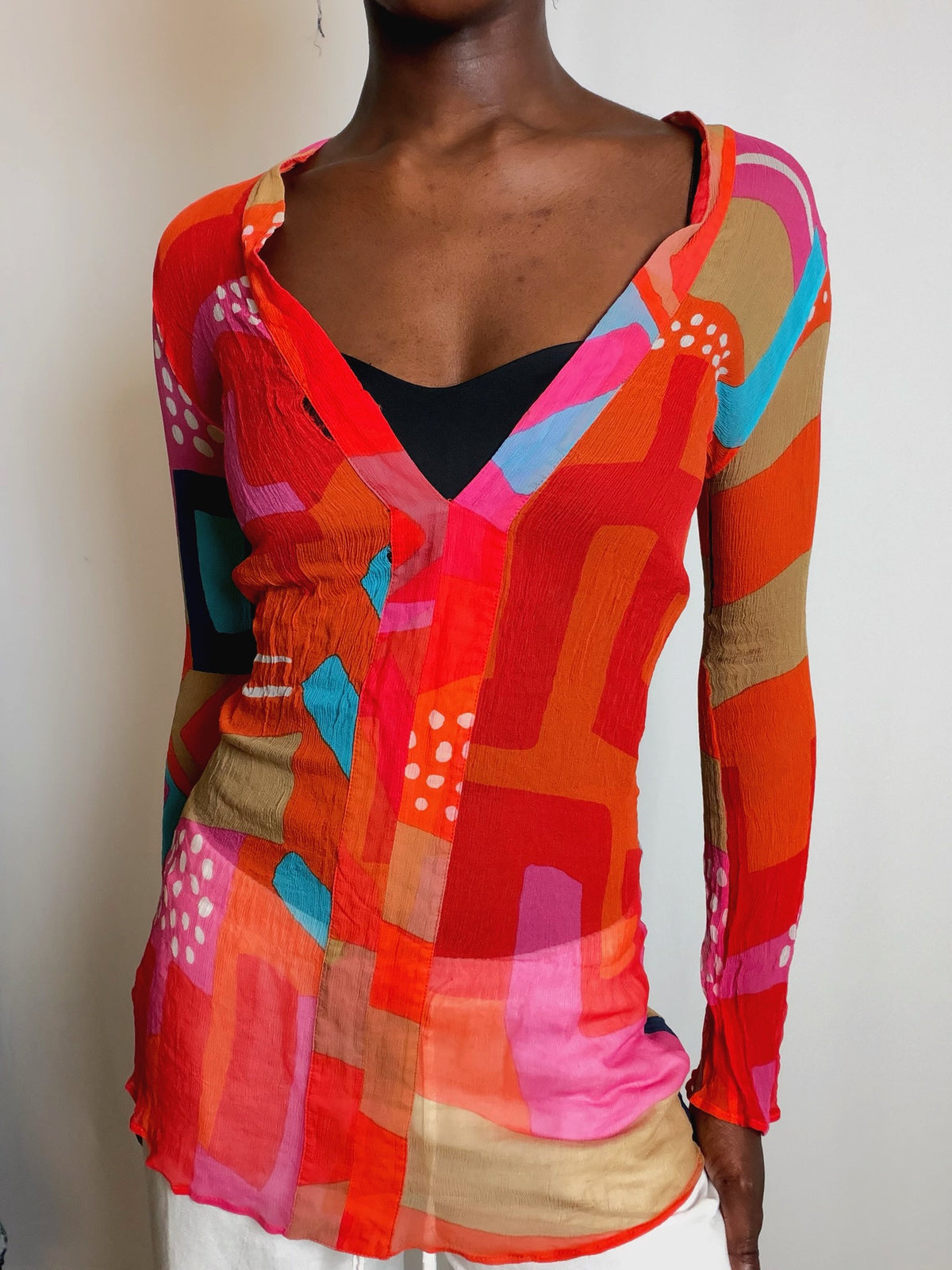 Top en mesh coloré XS vintage