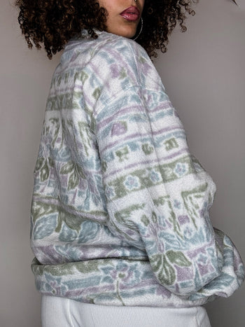 Polaire zippée blanche XL vintage