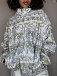 Vintage XL weißes Fleece mit Reißverschluss