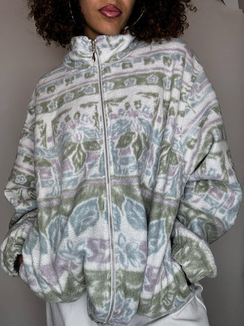 Polaire zippée blanche XL vintage