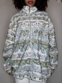 Vintage XL weißes Fleece mit Reißverschluss