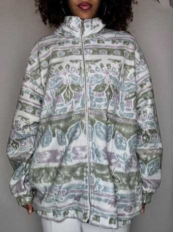 Polaire zippée blanche XL vintage