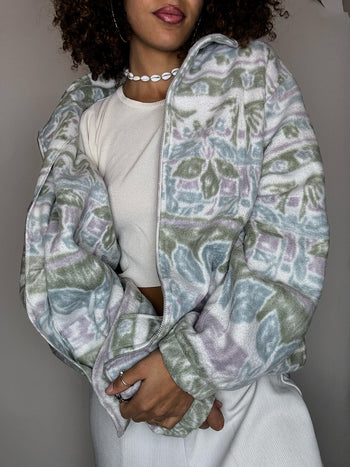 Polaire zippée blanche XL vintage