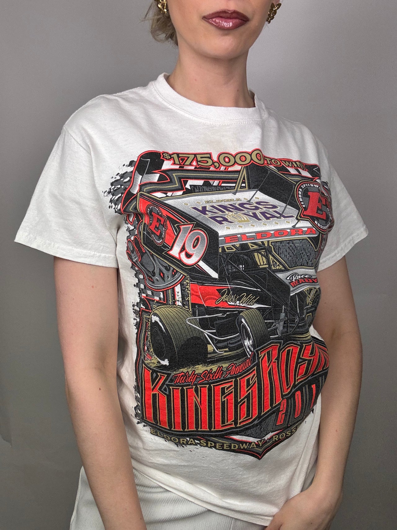 White racing t-shirt S vintage 