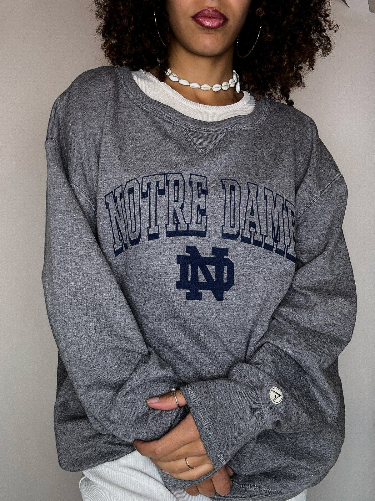 Grey round-neck Notre Dame sweatshirt XL vintage