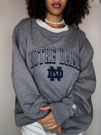 Sweat gris col rond notre dame XL vintage