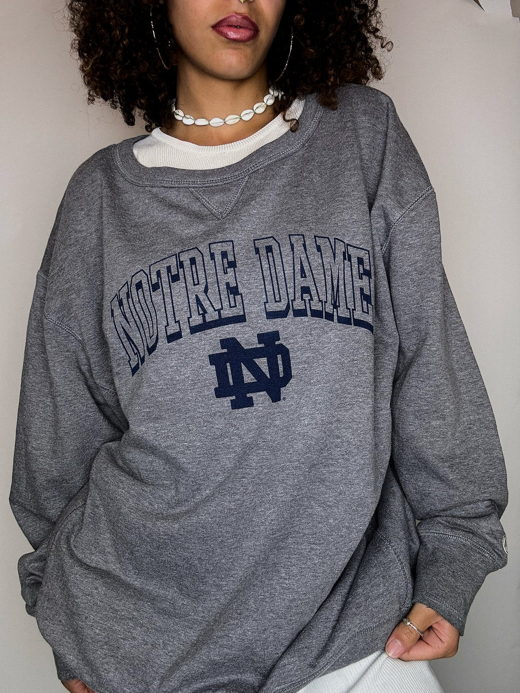 Grey round-neck Notre Dame sweatshirt XL vintage