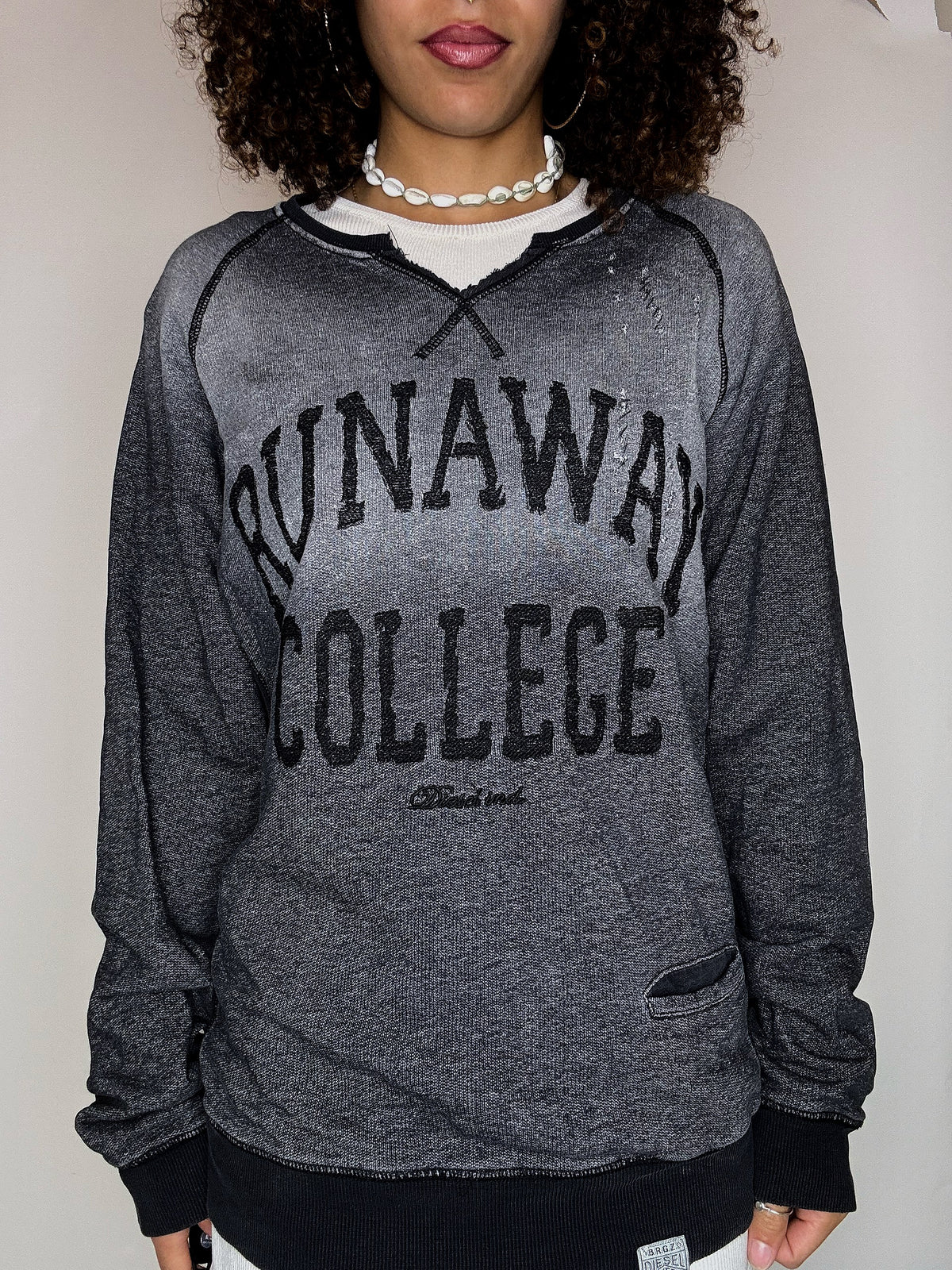 Graues Sweatshirt mit Rundhalsausschnitt, DIESEL M Vintage