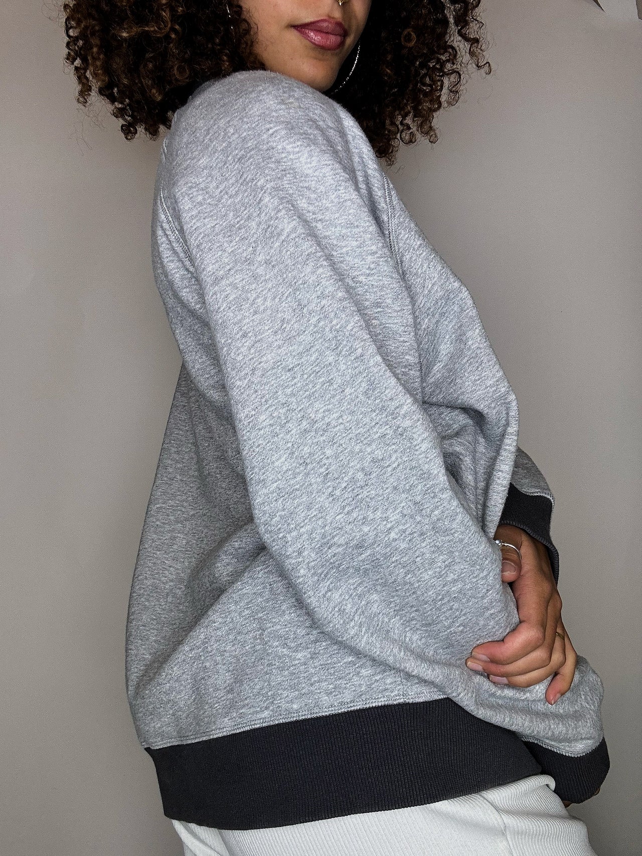 Sweat gris col rond ADIDAS L vintage
