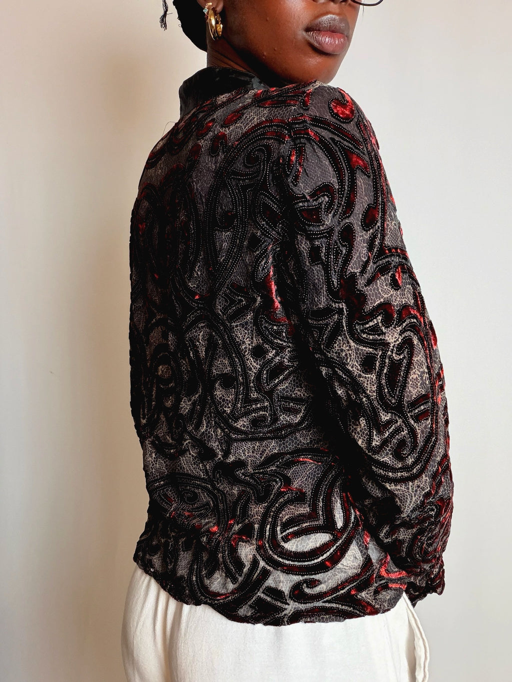 Chemisier avec insert en velours M vintage