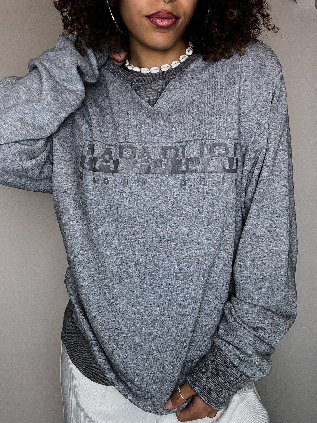 Graues Sweatshirt mit Rundhalsausschnitt, NAPAPIJRI M Vintage