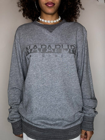 Sweat gris col rond NAPAPIJRI M vintage