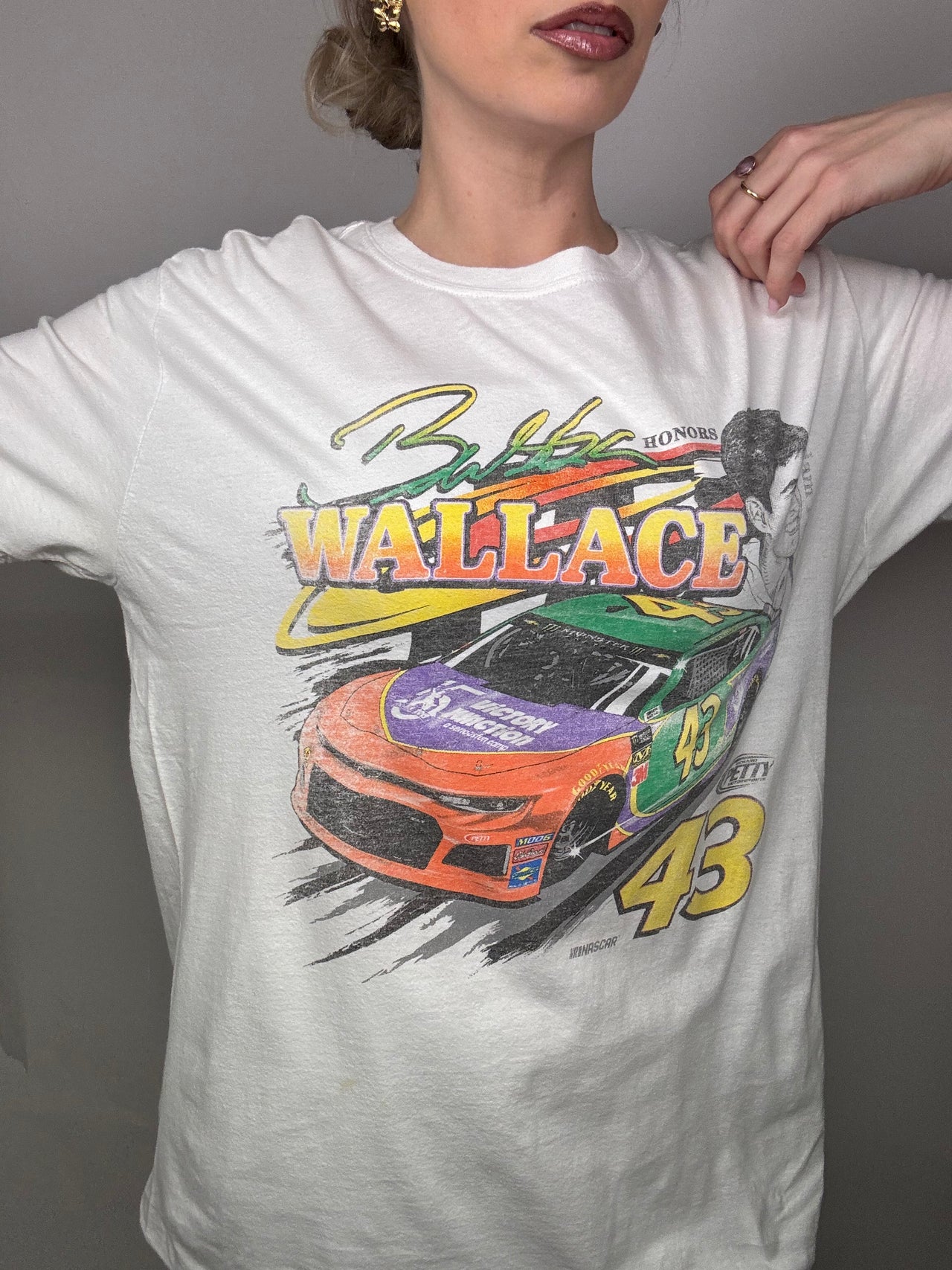 NASCAR M Vintage-Renn-T-Shirt in Weiß 