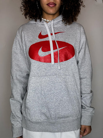 Sweat gris à capuche NIKE S vintage