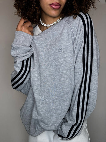 Sweat gris col rond gris ADIDAS XL vintage