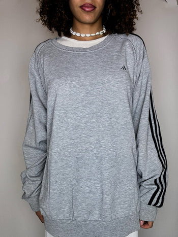 Sweat gris col rond gris ADIDAS XL vintage