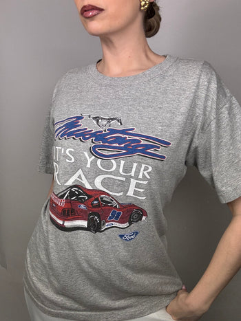 Gray racing t-shirt M vintage 