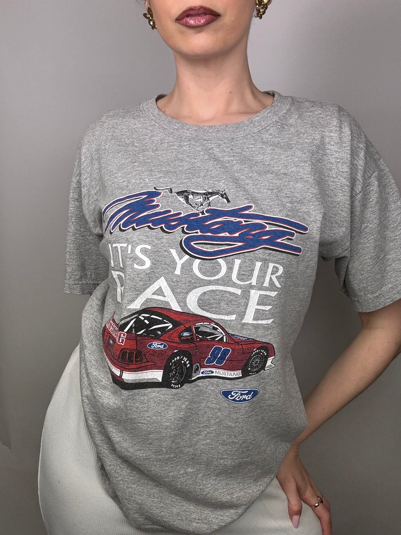 Tee shirt racing gris M vintage