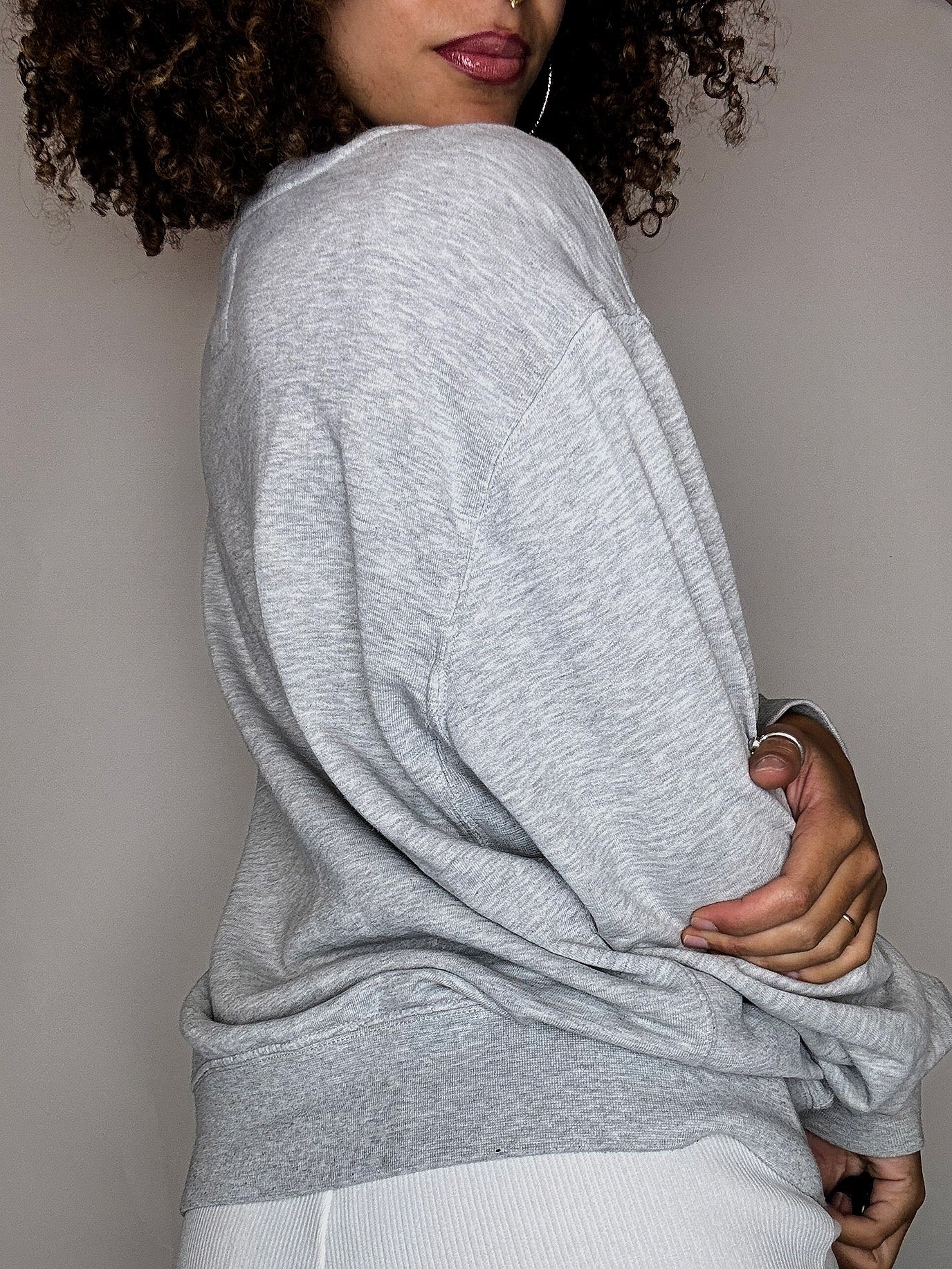 Sweat col rond gris CHAMPION L vintage