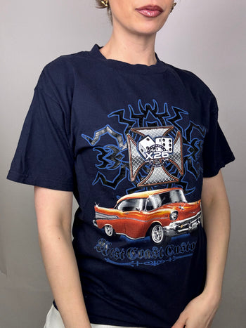 Navy racing t-shirt M vintage