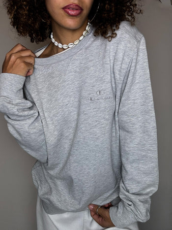 Sweat col rond gris CHAMPION L vintage
