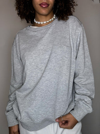 Sweat col rond gris CHAMPION L vintage