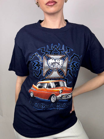 Navy racing t-shirt M vintage