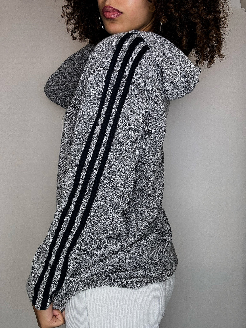ADIDAS S vintage gray terrycloth hoodie