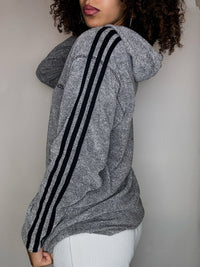 ADIDAS S vintage gray terrycloth hoodie