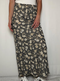 Jupe grise à fleurs S/M vintage