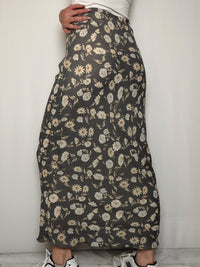 Jupe grise à fleurs S/M vintage