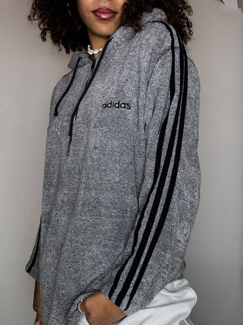 Sweat à capuche éponge gris ADIDAS S vintage