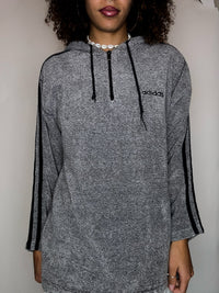 ADIDAS S vintage gray terrycloth hoodie