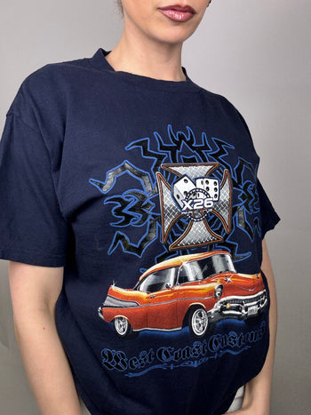 Navy racing t-shirt M vintage