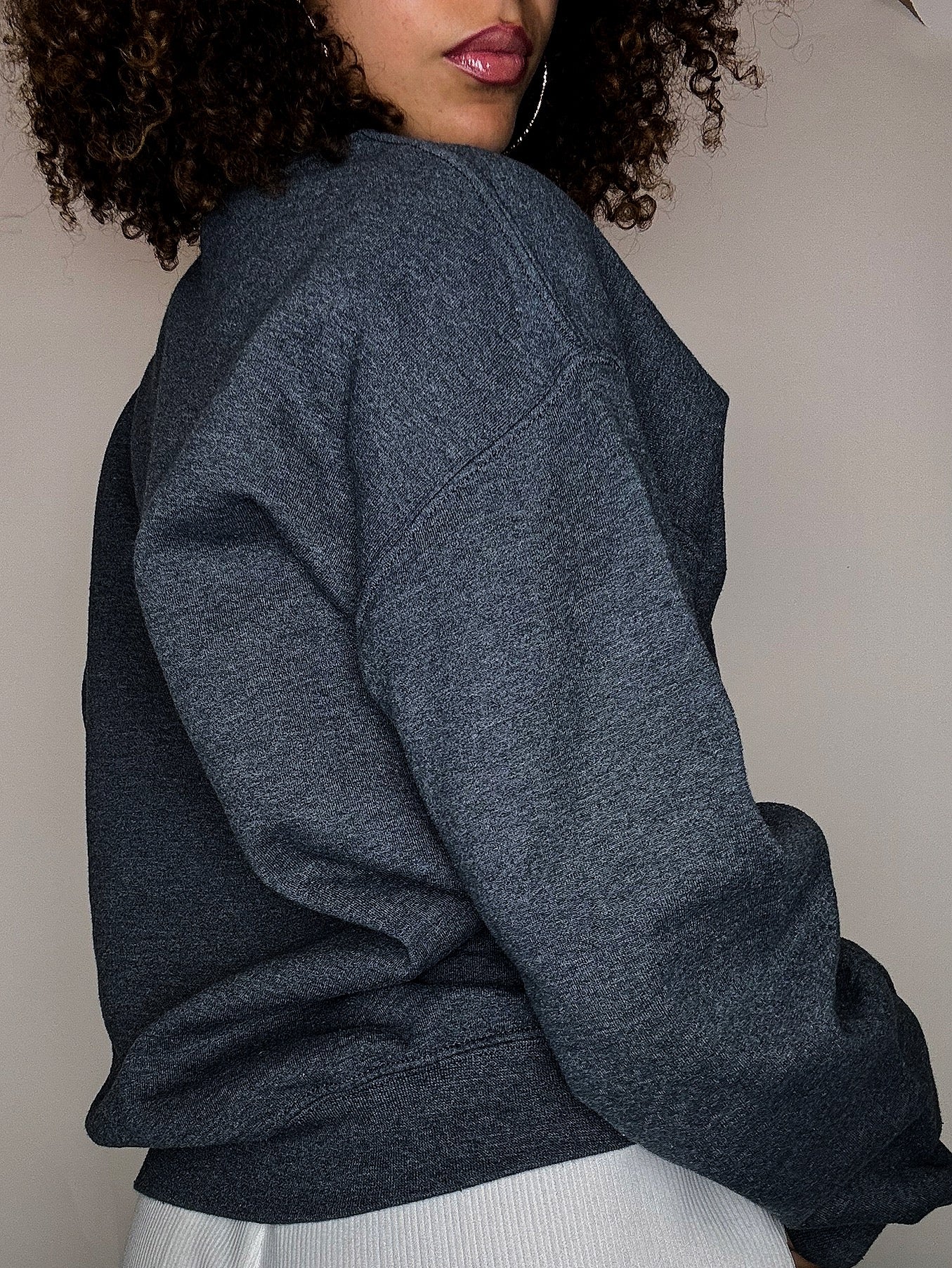 Sweat col rond bleu canard M vintage