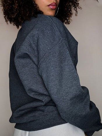 Sweat col rond bleu canard M vintage