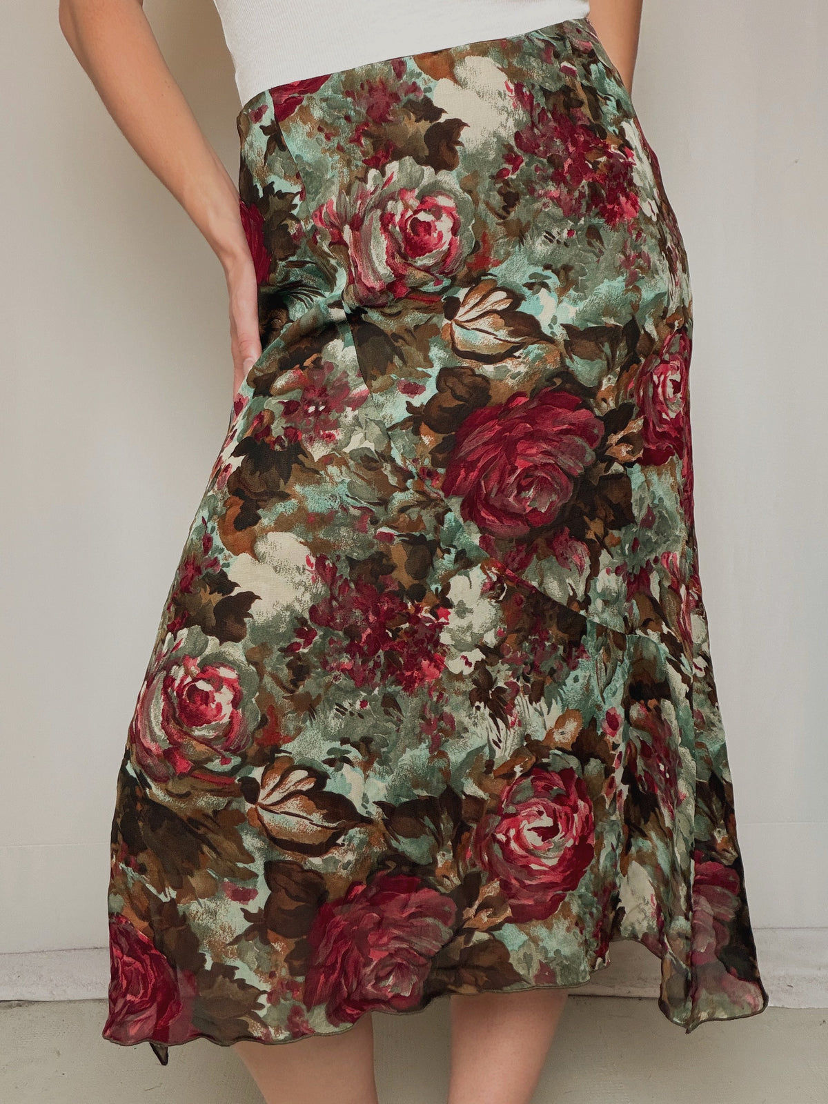 Jupe fluide à fleurs M vintage