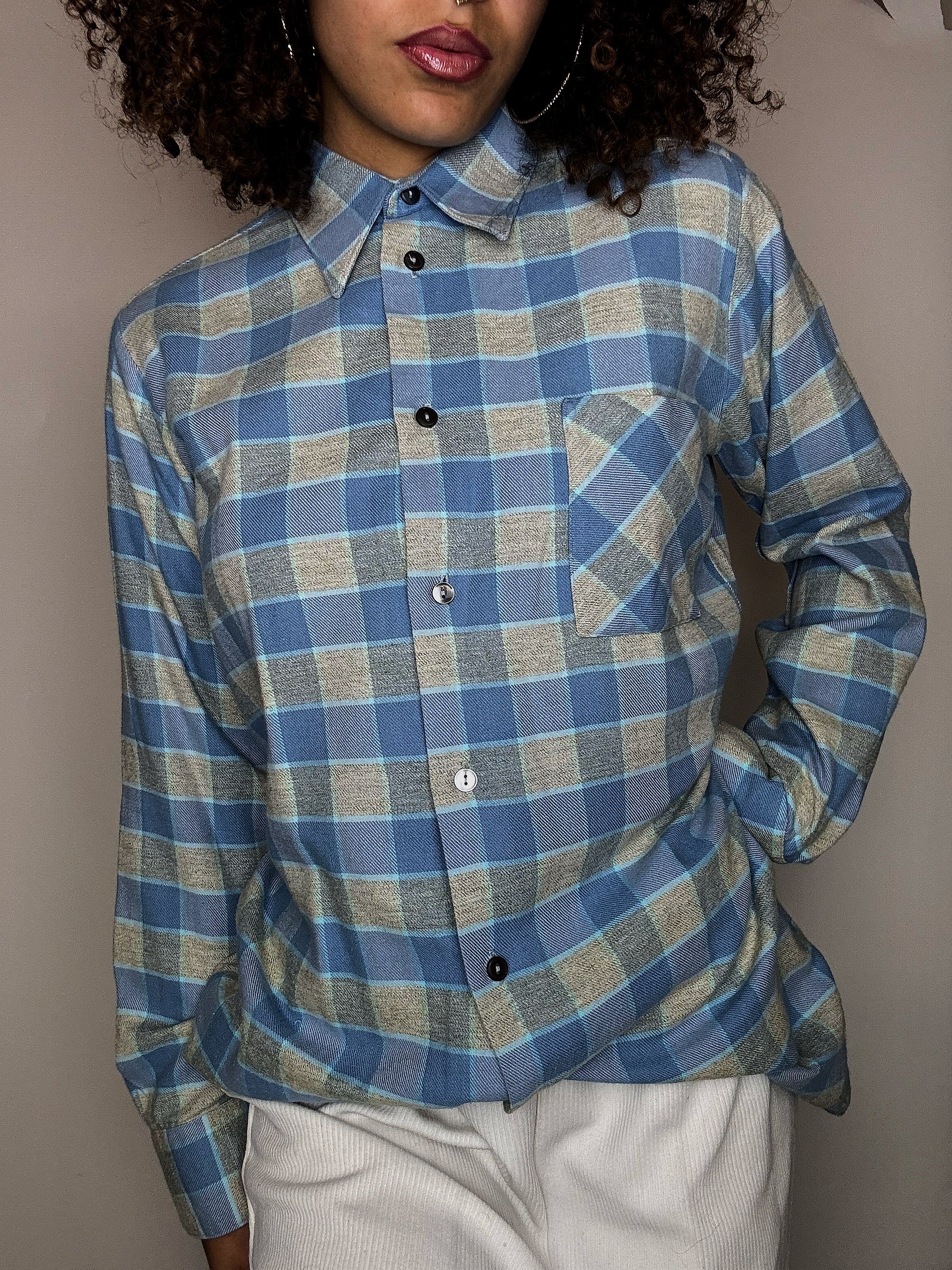 Vintage Blue Plaid Overshirt S/M