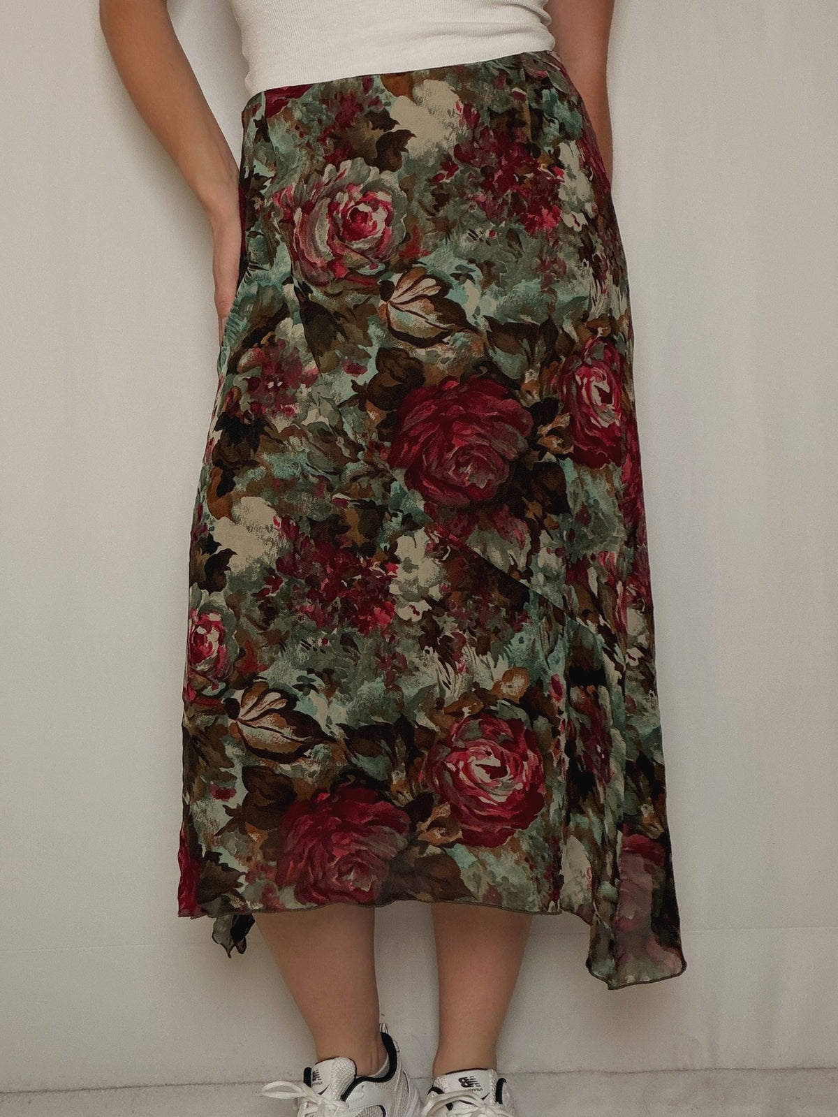 Jupe fluide à fleurs M vintage