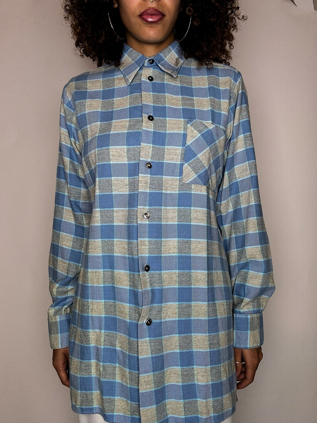 Vintage Blue Plaid Overshirt S/M