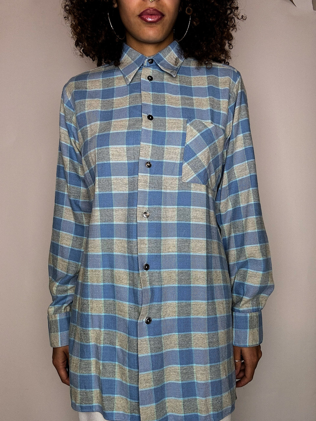 Vintage Blue Plaid Overshirt S/M