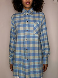 Vintage Blue Plaid Overshirt S/M