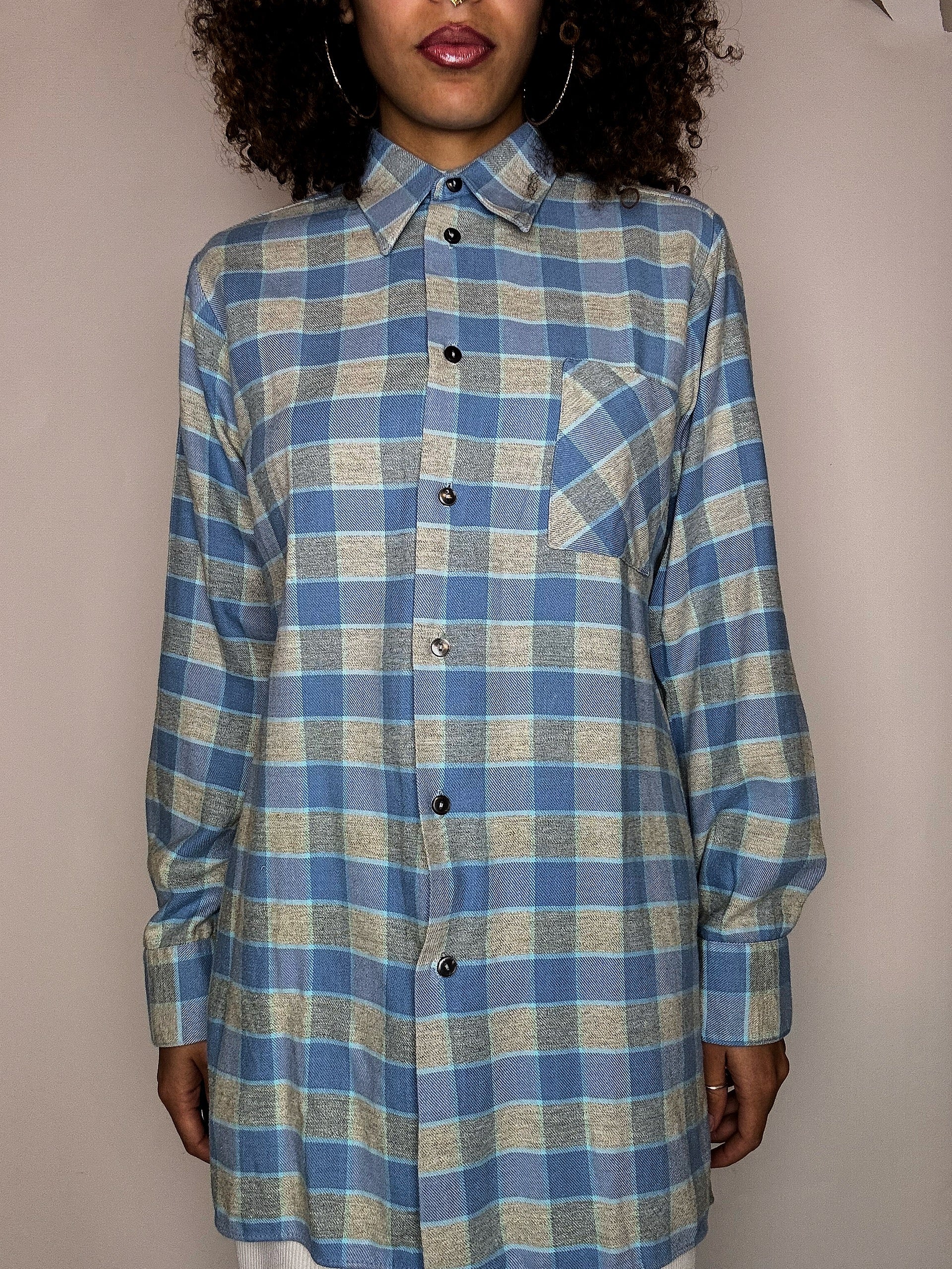 Vintage Blue Plaid Overshirt S/M
