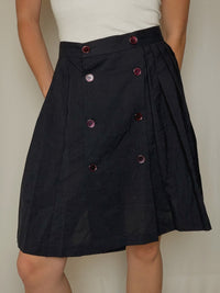 Jupe plissée en laine marine M vintage